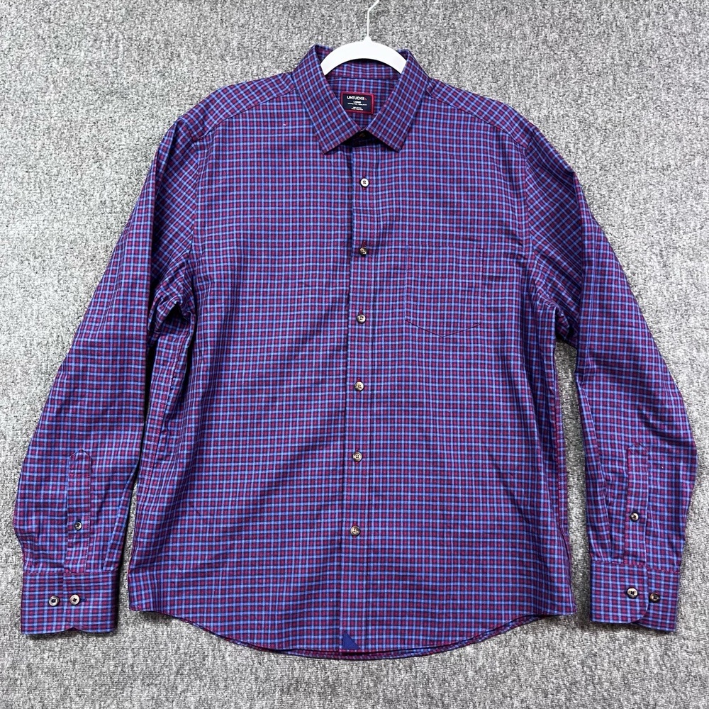 UNTUCKit Shirt Mens Large Blue Red Plaid 41886 Casual Preppy Modern Classic